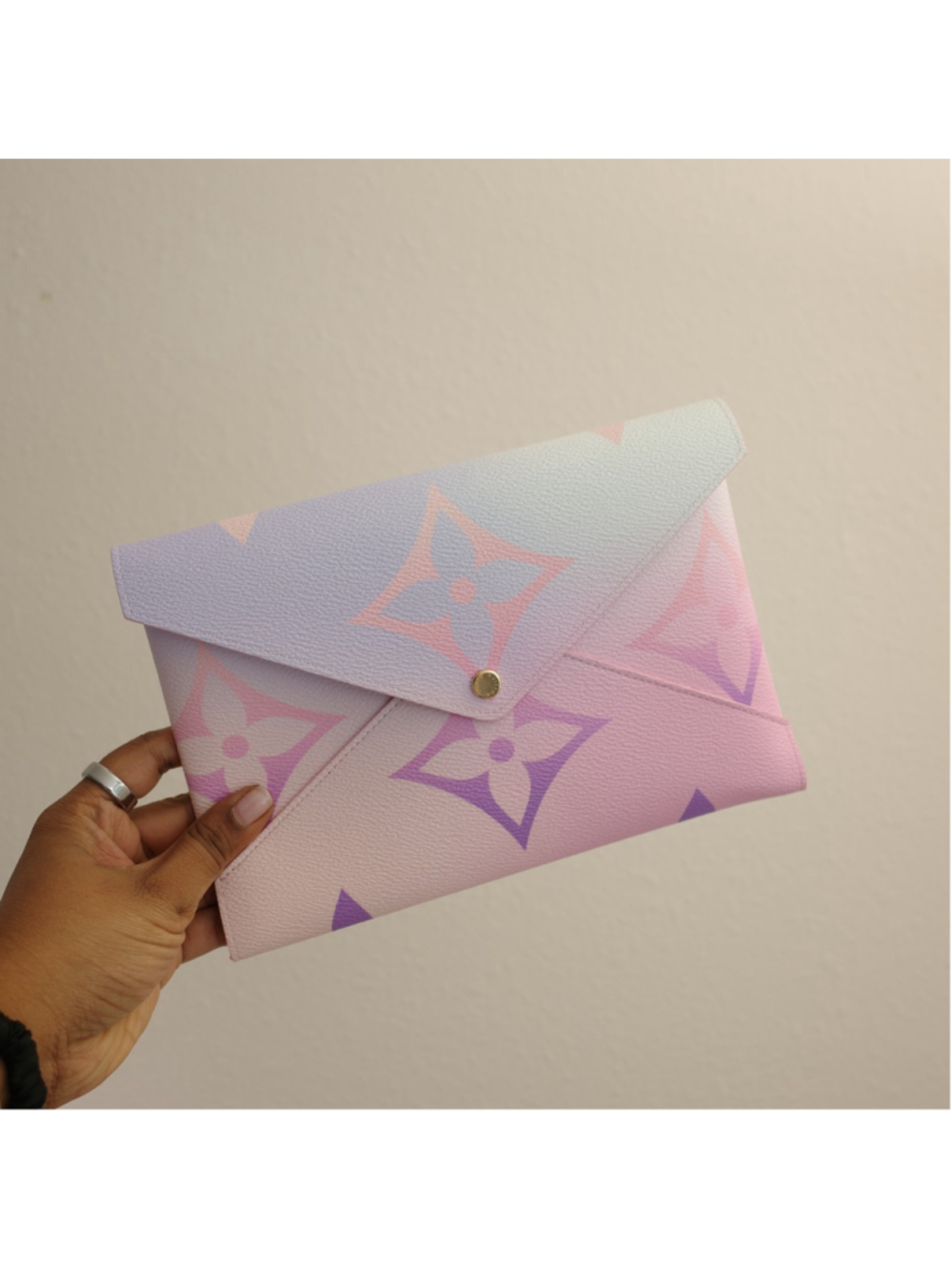 Louis Vuitton Pastel Gradient Monogram Envelope Clutch - Pink, Purple, White